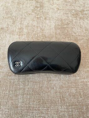 CHANEL Leather Quilted Hard Case for Sunglasses Eyeglasses MINT